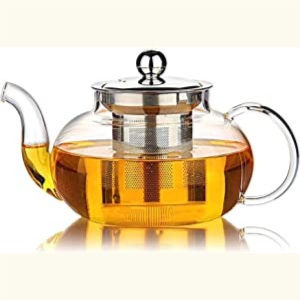 Hiware Glass Teapot with Stainless Steel Infuser & Lid, Borosilicate Glass Tea Pot Stovetop Safe, Blooming & Loose Leaf Teapots, 27 Oz