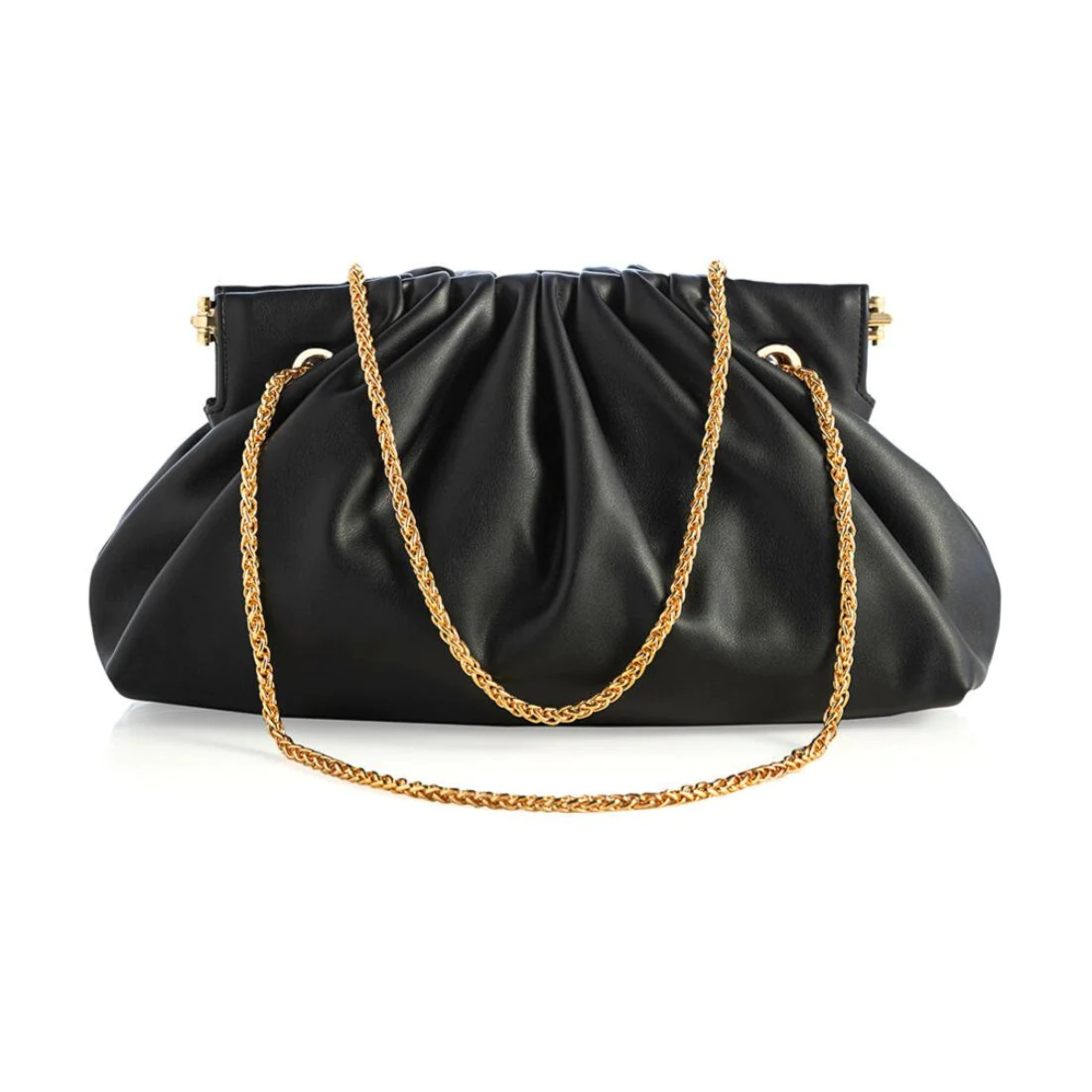 Onyx Ruffled Clutch Bag