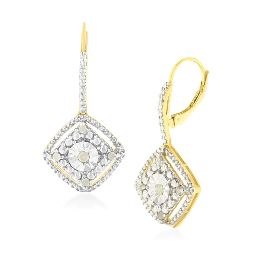 Diamond Rose Dangle Earrings