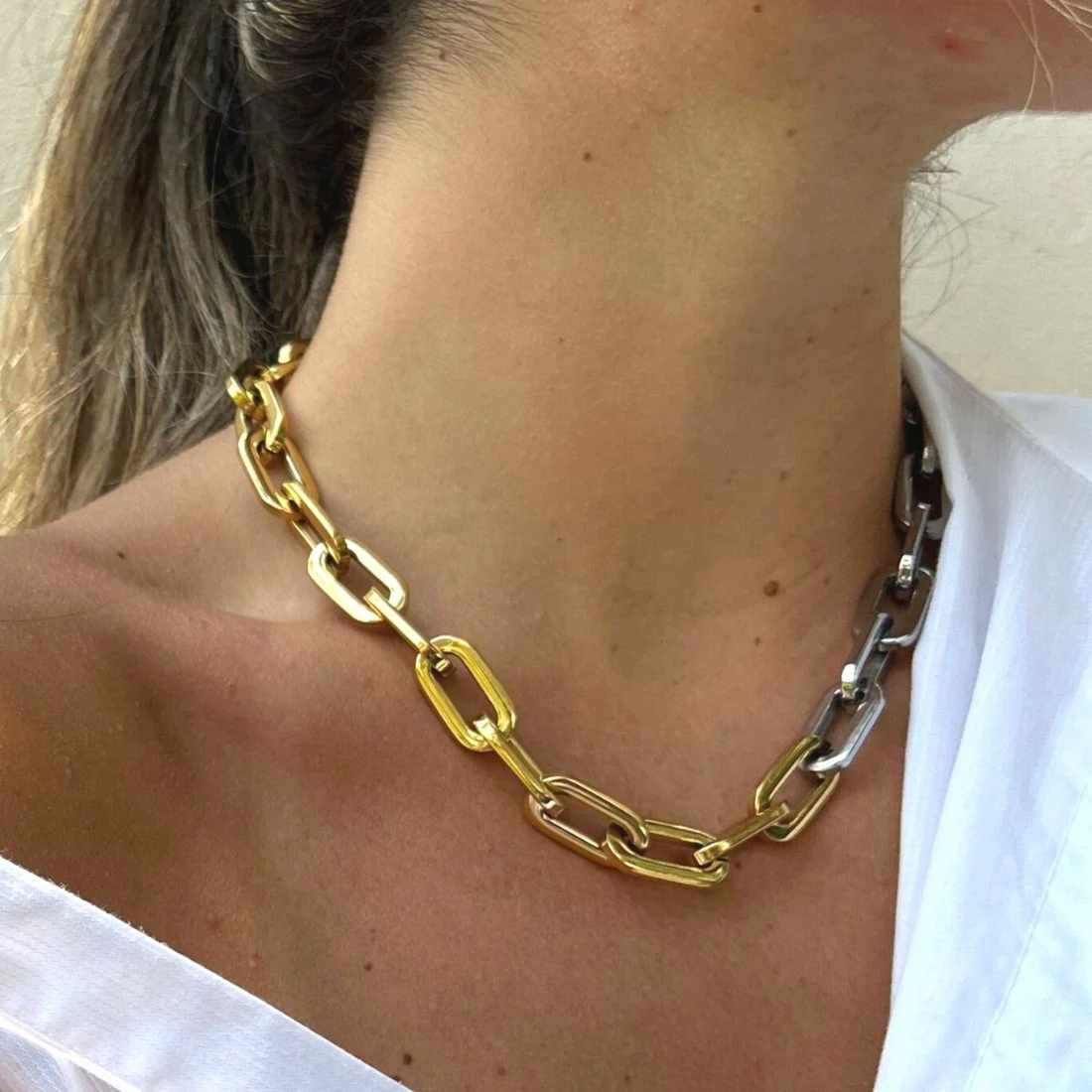 Duotone Chain-Link Necklace