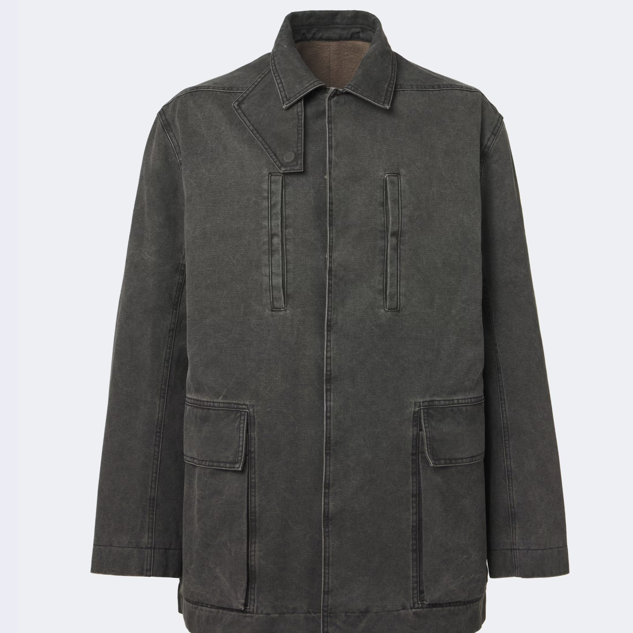 Rick Owens Collared Mac coated cotton canvas jacket