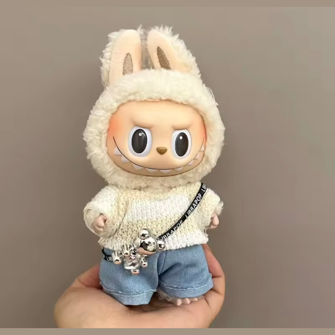 Labubu doll fashion clothing cute strap pants set