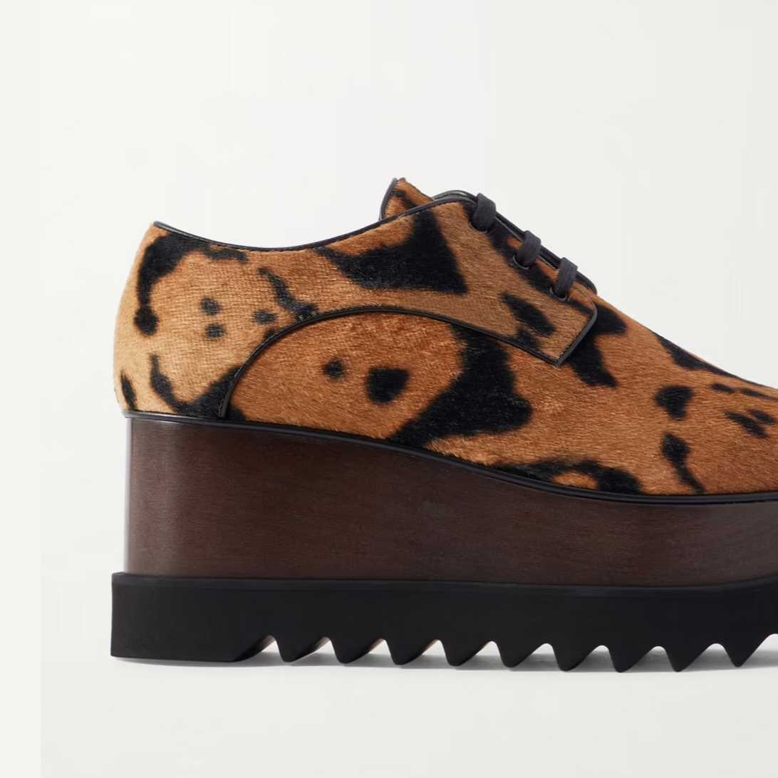 STELLA MCCARTNEY Elyse animal-print velvet platform brogues