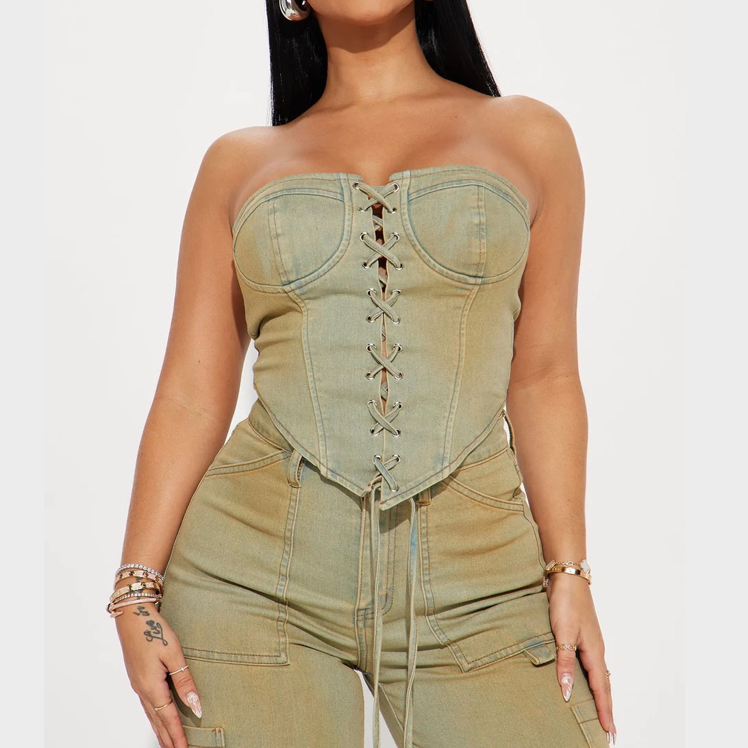 Gianna tinted denim Corset top