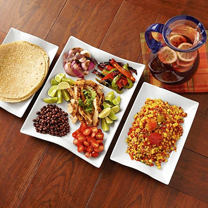 Amelia Over And Back Set Of 3 Porcelain Serving Large & Small Platters : Amazon.ca: Home