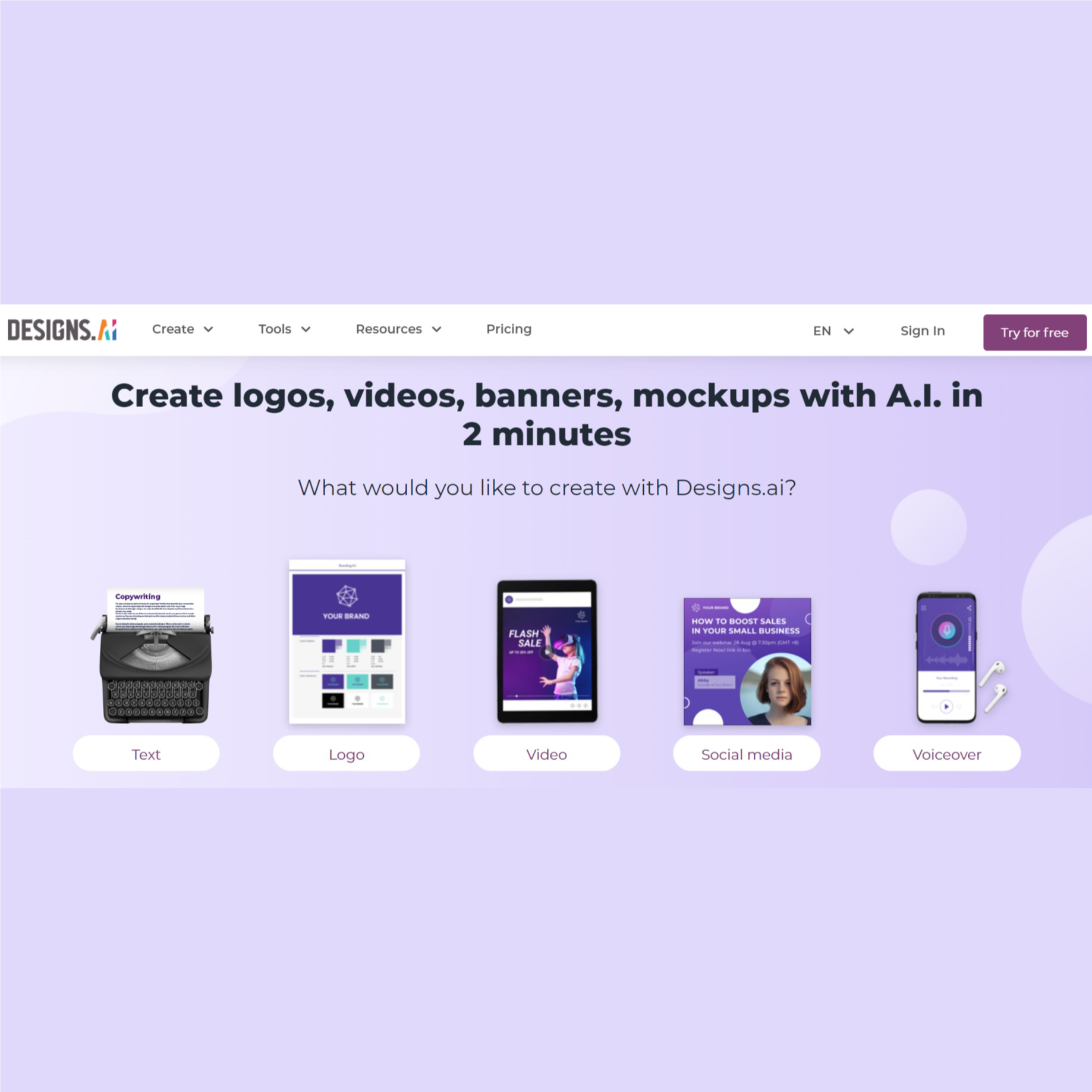 Designs.ai | Create logos, videos, banners, voiceovers with AI