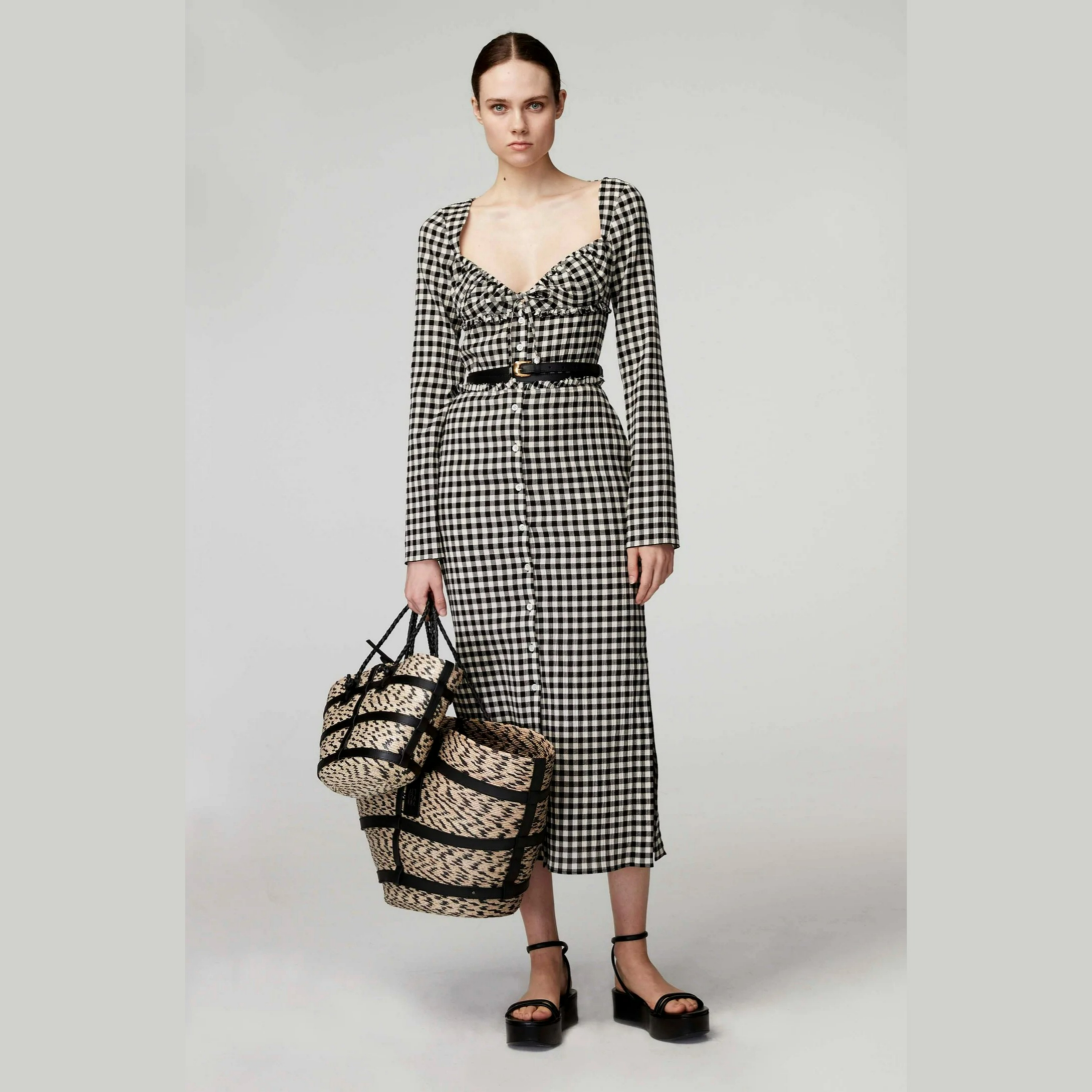 HIMALIA' DRESS Black Ivory Gingham
