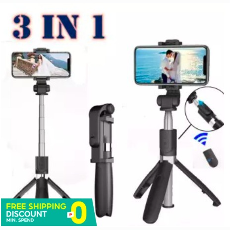 K07 Wireless Bluetooth Selfie Stick tripod monopod stand Phone holder for Outdoor travel 3 IN 1