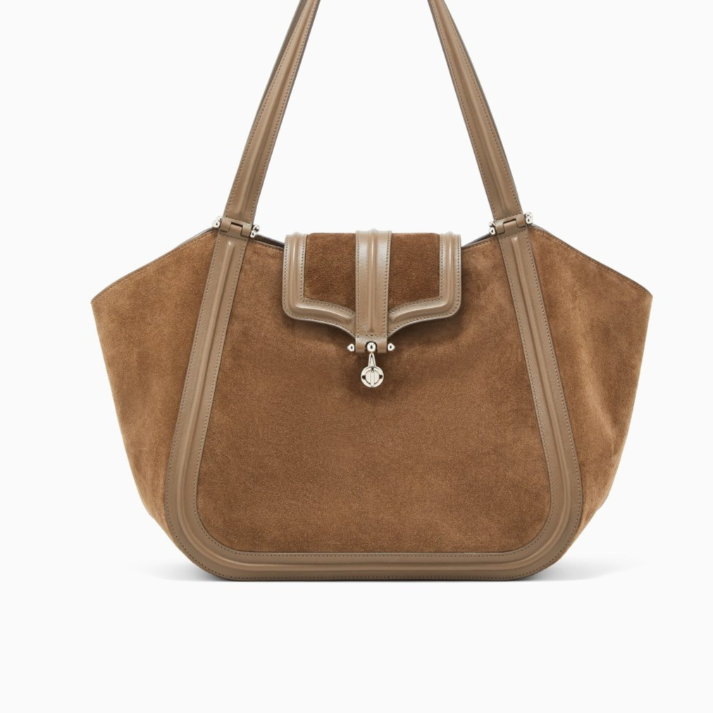Tote bag in suede and smooth leather