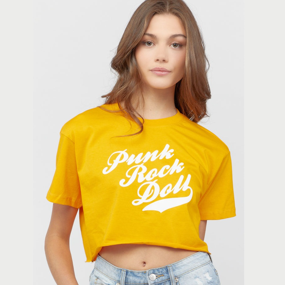 Punk Rock Doll Graphic Cropped Tee