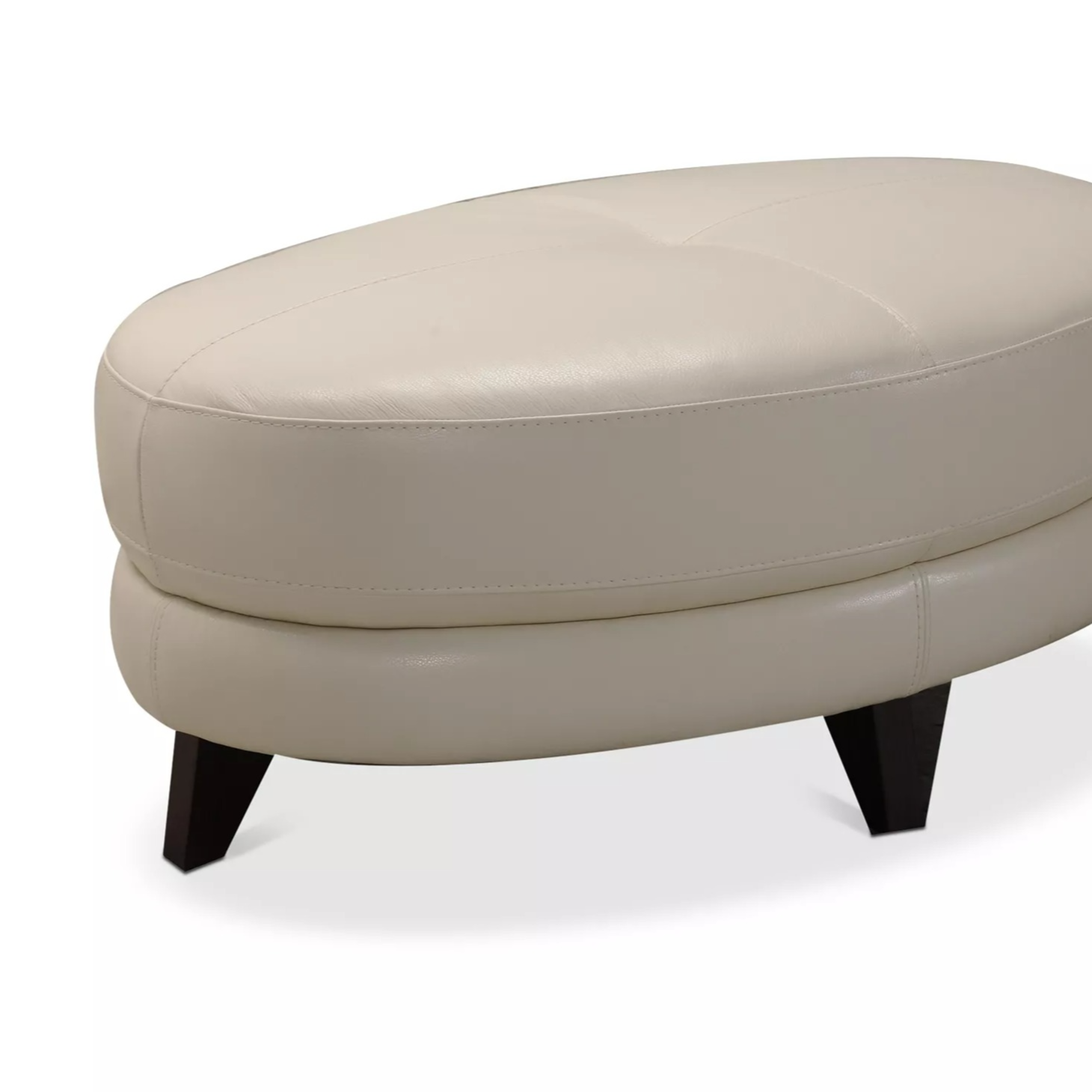 Myia Tufted Leather Oval Ottoman