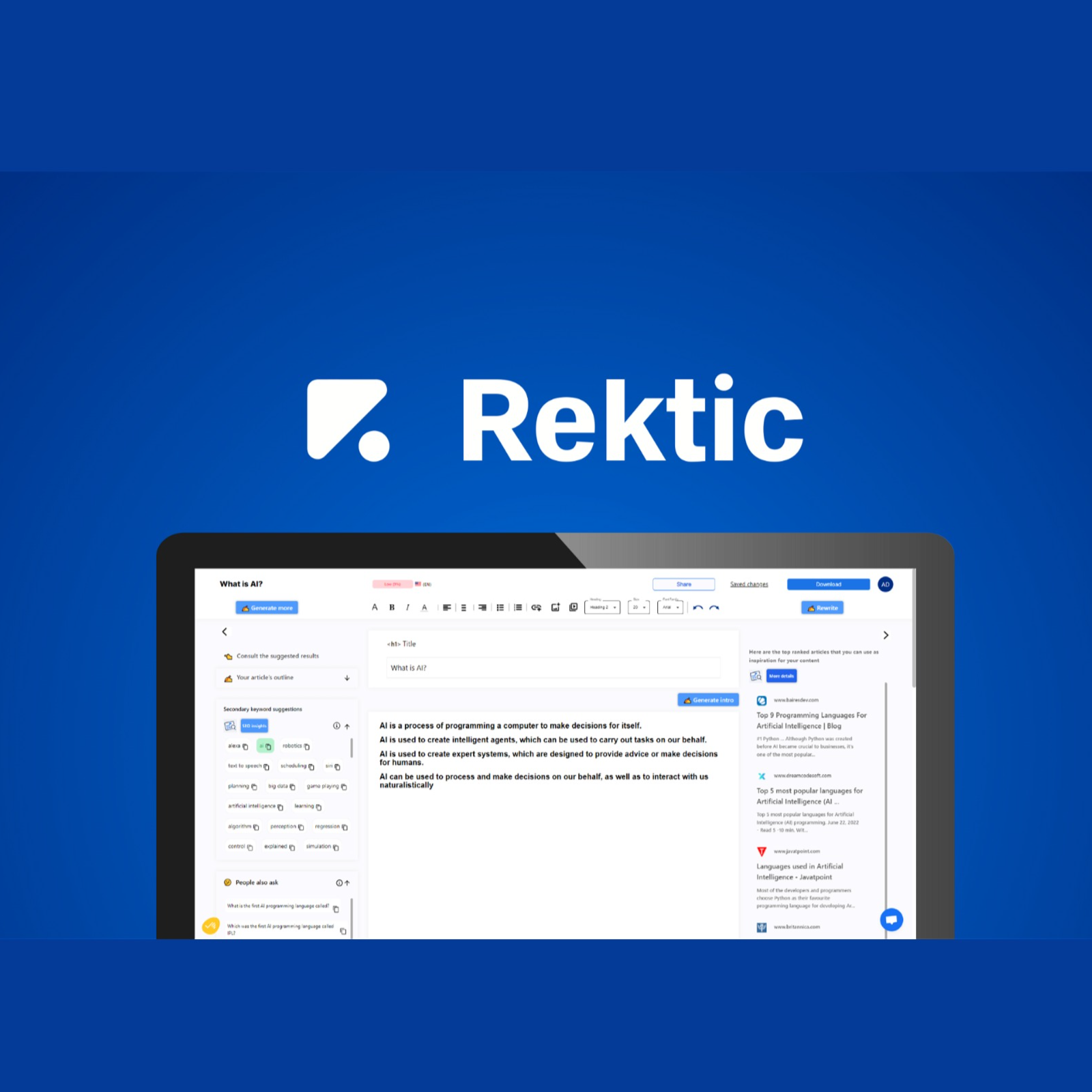 Rektic - All-in-one AI blog content management | AppSumo