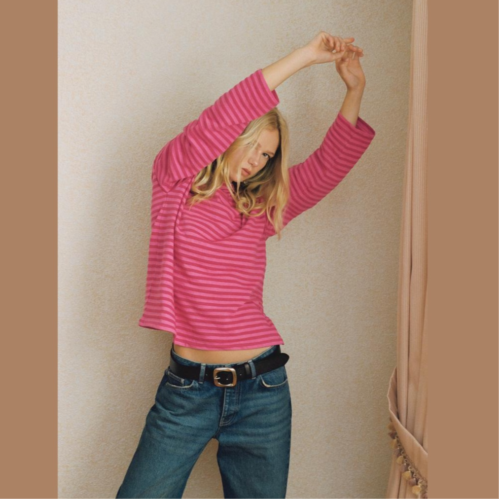 Long-sleeve striped T-shirt