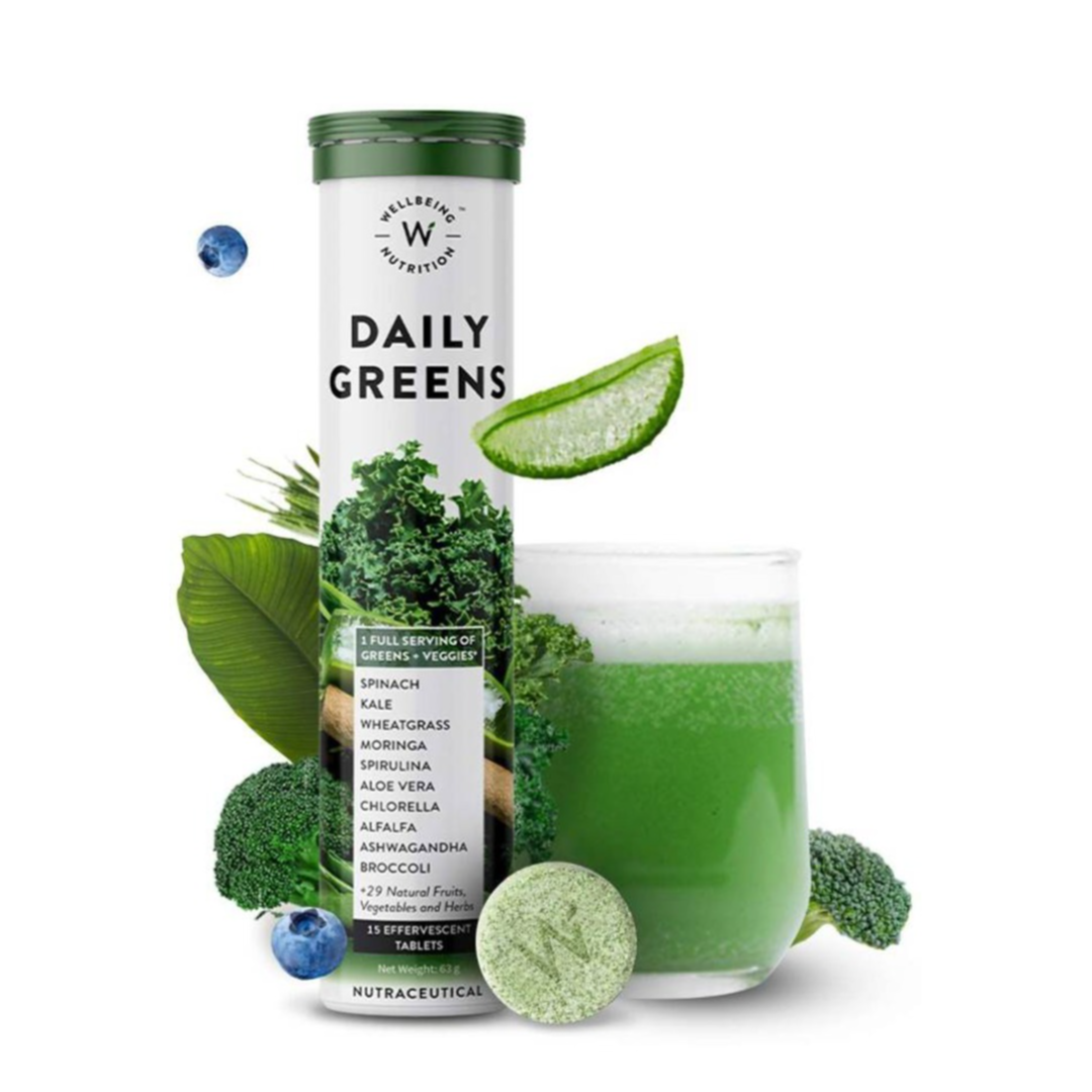 Wellbeing Nutrition Daily Greens with Organic Plant Superfood, Wholefood Multivitamin - Pack of 1  (15 Tablets)