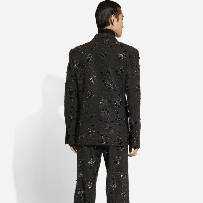 Double-breasted embroidered wool Sicilia-fit jacket