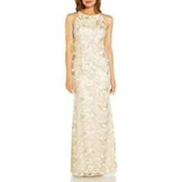 Amazon.co.uk : Adrianna Papell Women's Floral Embroidery Halter Gown, Ivory Multi, 12