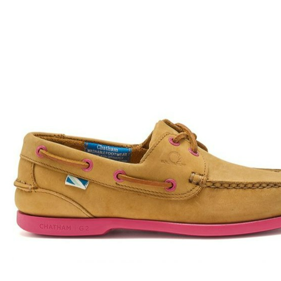 Pippa | Tan & Pink Womens Boat Shoes | Chatham Footwear