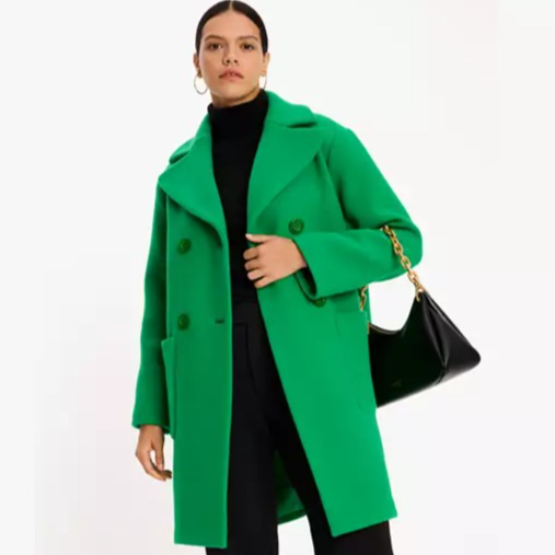 KATE SPADE NEW YORK Double Breasted Wool Coat Green - $419