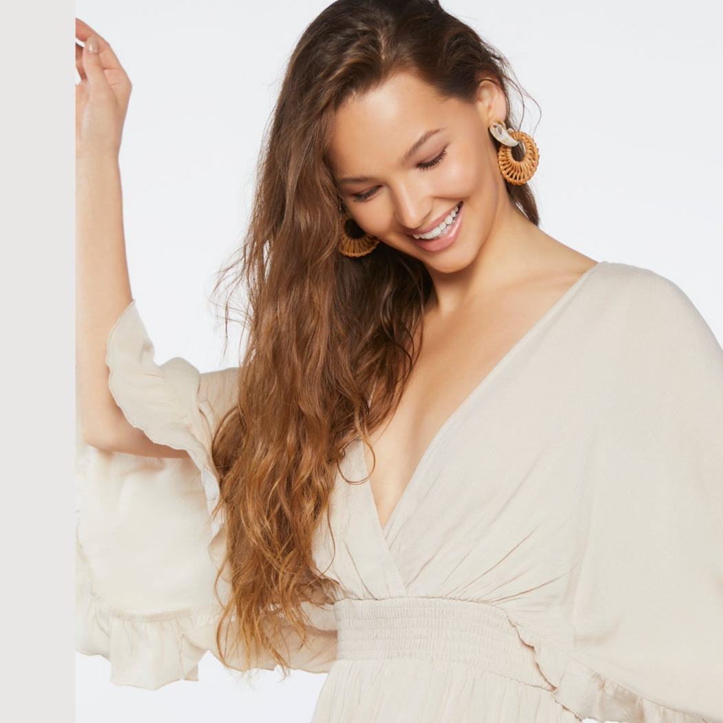 Plunging Ruffle-Trim Romper