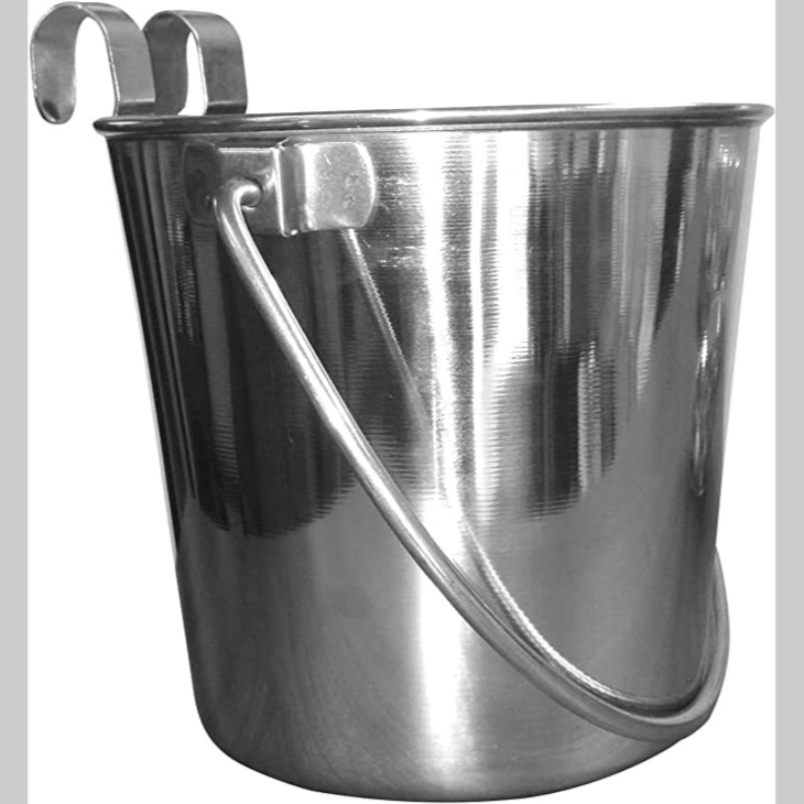 Flat-Sided stainless kennel and crate bucket