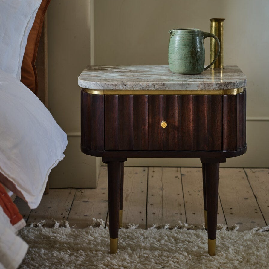 Marble Flute Bedside Table