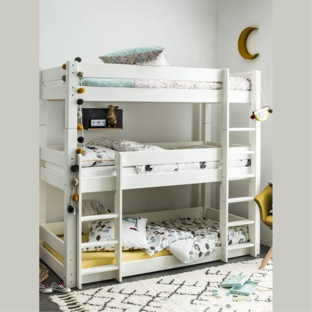 KIABI - LILJA triple bunk bed with mattress, solid pine wood