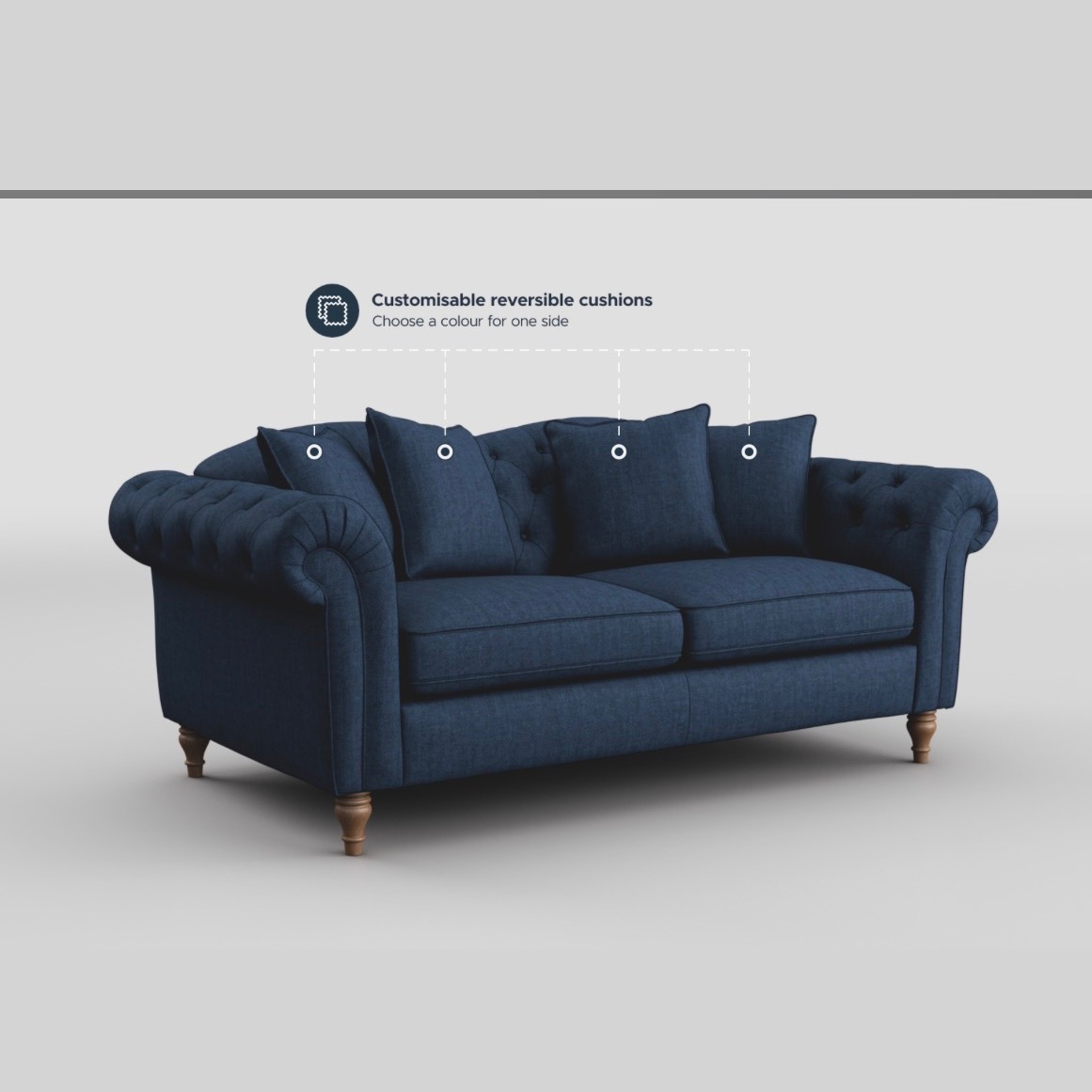 SCS Regina Fabric 3 Seater Sofa  146 recently added to basket £999 - Regina Farbic Sofa Material: DALIA-DARK-BLUE-570 - Fabric
