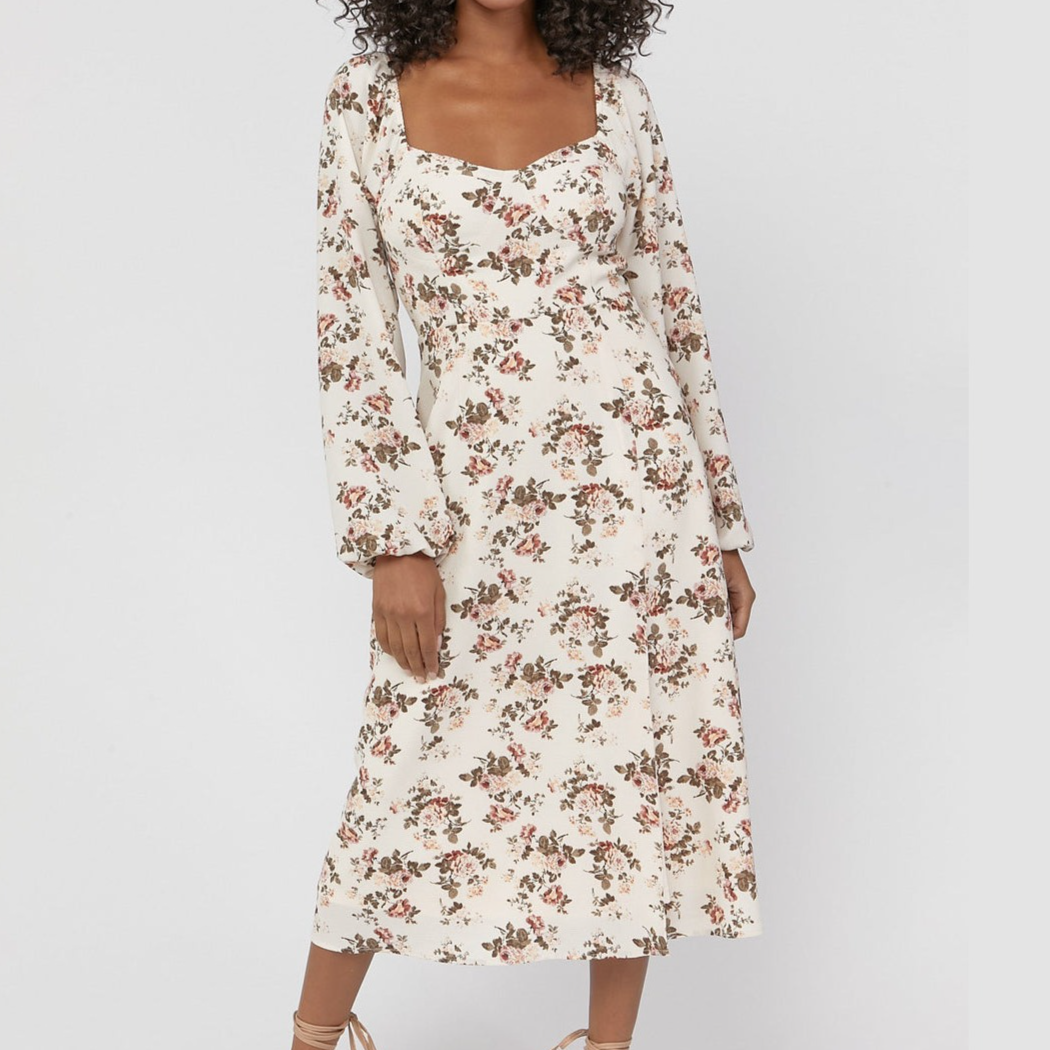 Sweetheart Long Sleeve Midi Dress