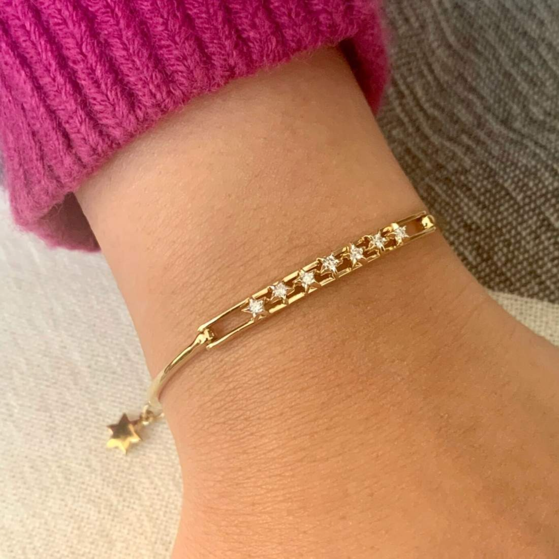 Gold Starry Diamond Bangle Bracelet