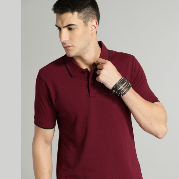 Buy Roadster Men Maroon Solid Polo Collar T Shirt  - Tshirts for Men 3009070 | Myntra