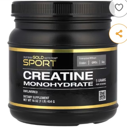 California Gold Nutrition, Sport, Pure Creatine Monohydrate, Unflavored, 1 lb (454 g)