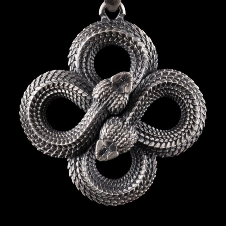 Oxidized Silver Double Snake Pendant
 – COPPERTIST.WU