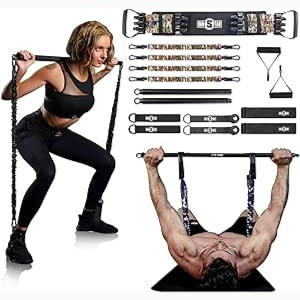 INNSTAR Portable Home Gym Set with Workout Bar, Bench Press Set, Squat Resistance Band, Door Anchor and More-Full Body Workout Equipment to Build Muscle and Shape Body(Portable Gym 3.0- Camo Green) : Amazon.co.uk: Sports & Outdoors