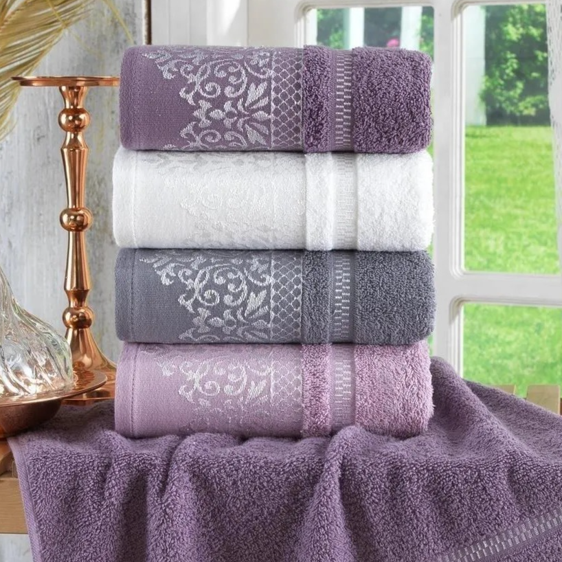 Zeynep Tekstil Damask Set of 4 Hand & Face Towels 50x90 Cm