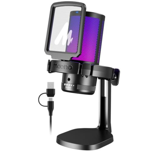 Value for Money Professional Mic MAONO RGB Condenser Gaming Mic, USB Podcast Microphone with Noise Cancellation, Mic Gain, 1-Click Mute, Adjustable RGB Light for YouTube Recording, PC, Laptop