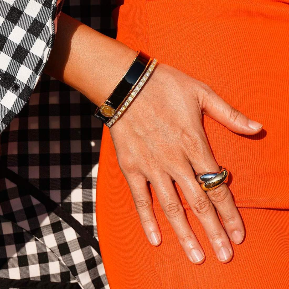 Pretty Enamel Pave Bangle Set