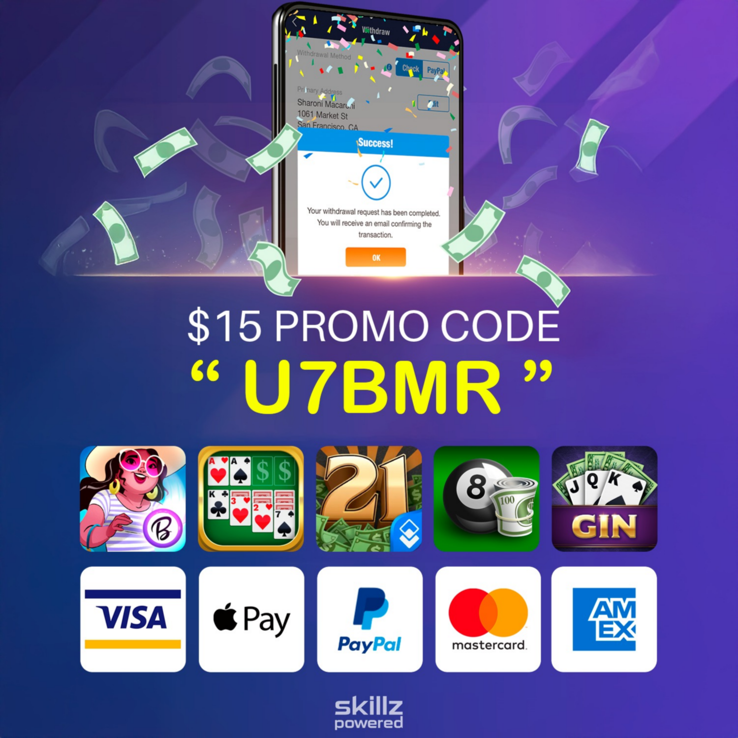 Use the Code "11ORIGINAL" to get $15 Bonus Cash with your first deposit.