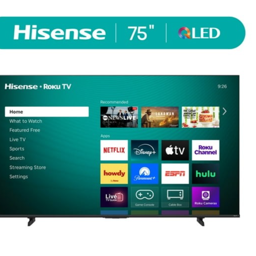Hisense 75" Class H5 Series QLED 4K UHD Roku Smart TV (75H5QBR, 2025 Model) - QLED, Dolby Vision, HDR10, AI Sports Mode, Game Mode Plus, Google Assistant - Walmart.com