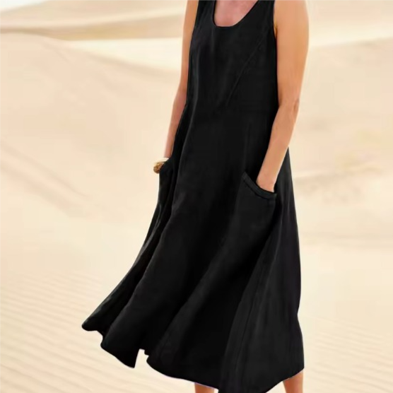Vintage Cotton Linen Long Dress