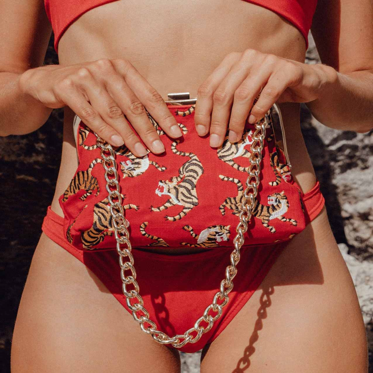 Red Tiger Clutch Bag