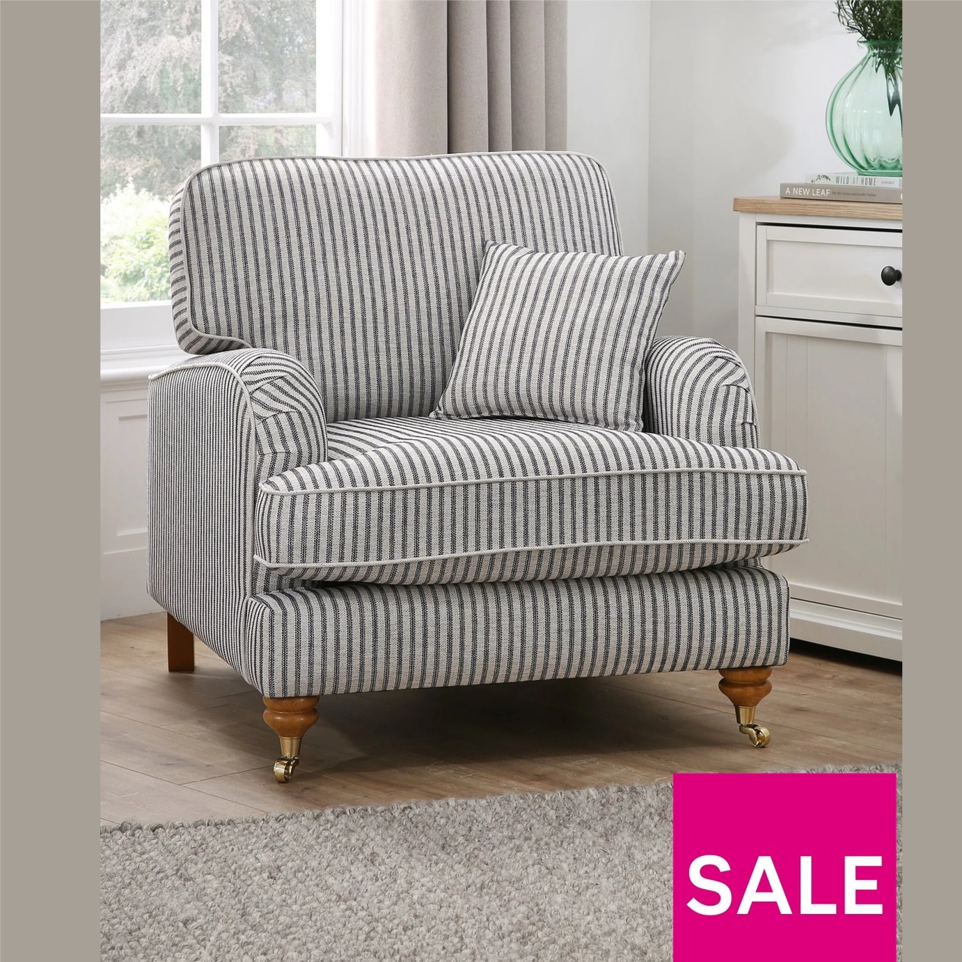 STYLE -The Very Collection Bay Stripe Fabric Armchair - Made to Order in the UK - £449