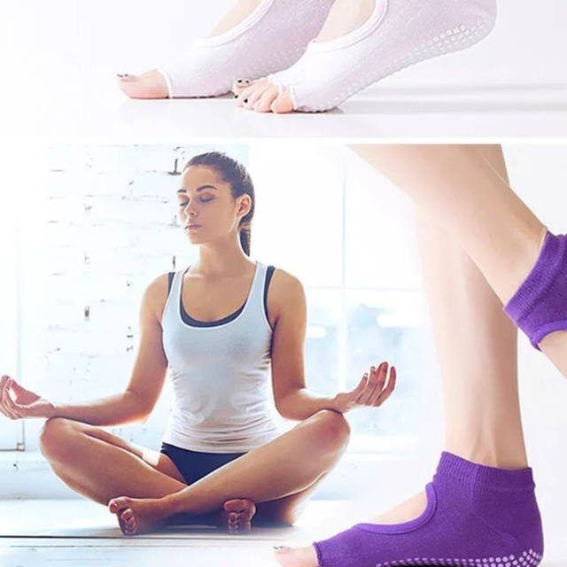 Yoga Pilates Toeless Socks with Grips Non-Slip Half Toe Barre Ballet Dance Sock