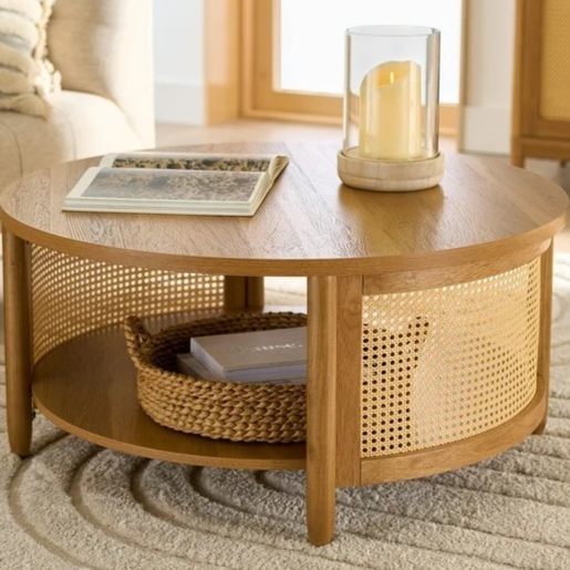 Better Homes & Gardens Springwood Caning Coffee Table, Light Honey Finish