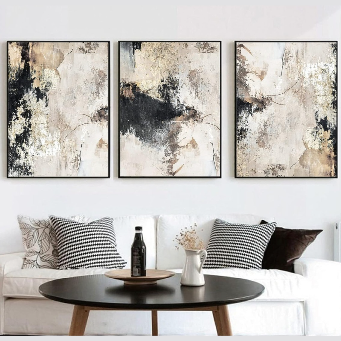 Abstract Black and White Grey Wall Art