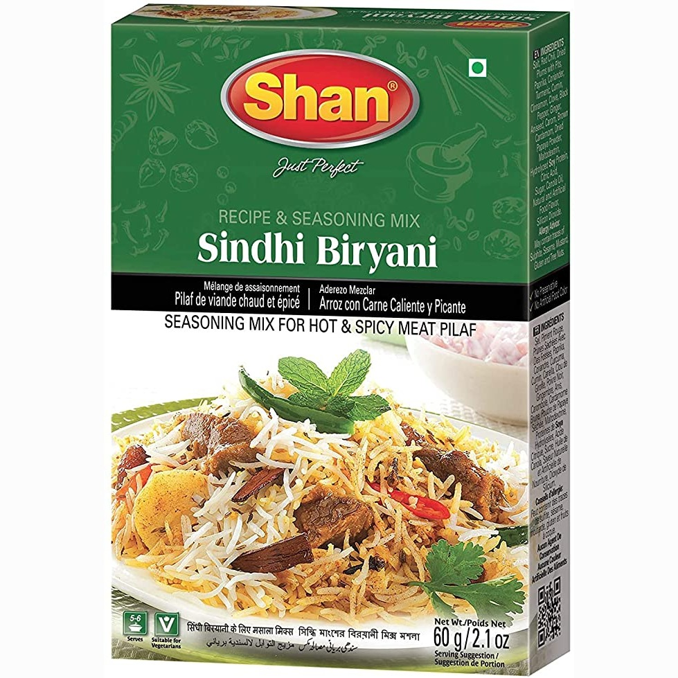 Shan Sindhi Biryani Recipe and Seasoning Mix 2.11 oz (60g) - Spice Powder for Hot and Spicy Meat Pilaf - Suitable for Vegetarians - Airtight Bag in a Box : Amazon.ca: Grocery & Gourmet Food