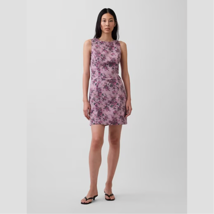 Floral Boatneck Open-Back Mini Dress | Gap