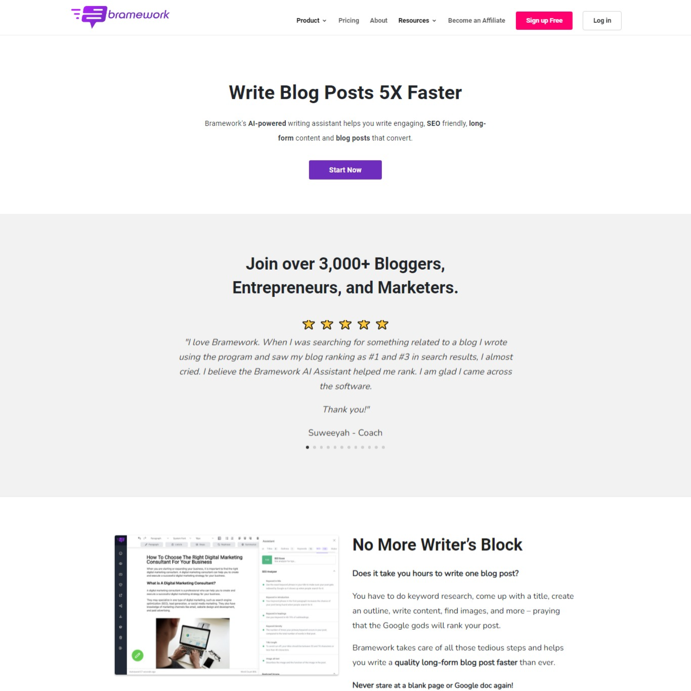 Bramework | Writing Assistant That Actually Writes