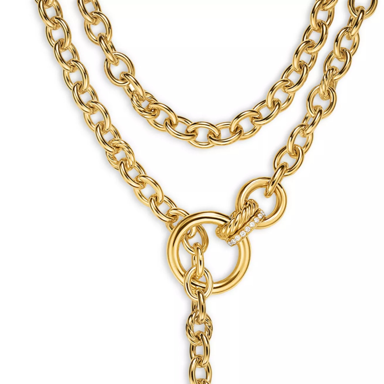 DY Mercer® Double Row Toggle Chain Necklace in 18K Yellow Gold with Diamonds, 8mm Double Row Toggle Chain Necklace in 18K Yellow Gold with Diamonds, 8mm