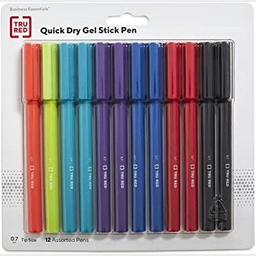 STAPLES TRU RED Quick Dry Gel Pens Med Point 0.7mm Asst 12/Pack : Amazon.ca: Office Products