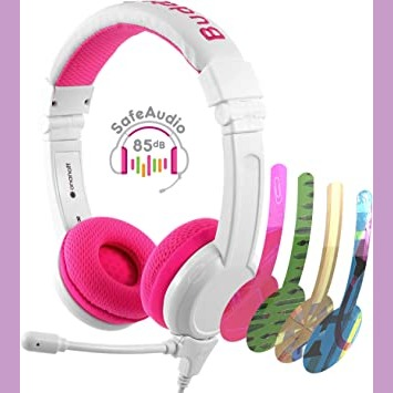 BuddyPhones School+ Safe Audio for Kids, School Headphones, High-Performance, BeamMic, Detachable BuddyCable, Anti-Allergic Earpad with Carry Bag, Pink : Amazon.ca: Electronics